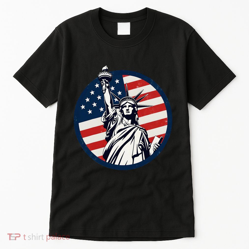 Statue Of Liberty With American Flag Fourth Of July Tall T-Shirt