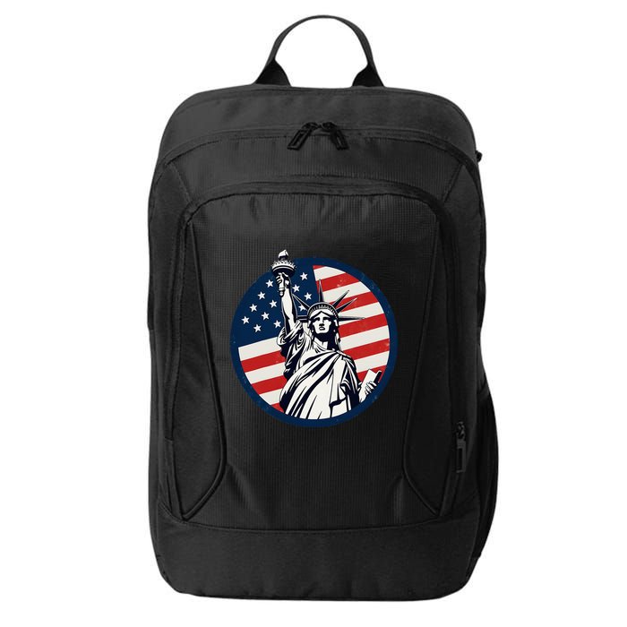Statue Of Liberty With American Flag Fourth Of July City Backpack