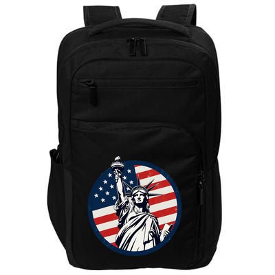Statue Of Liberty With American Flag Fourth Of July Impact Tech Backpack