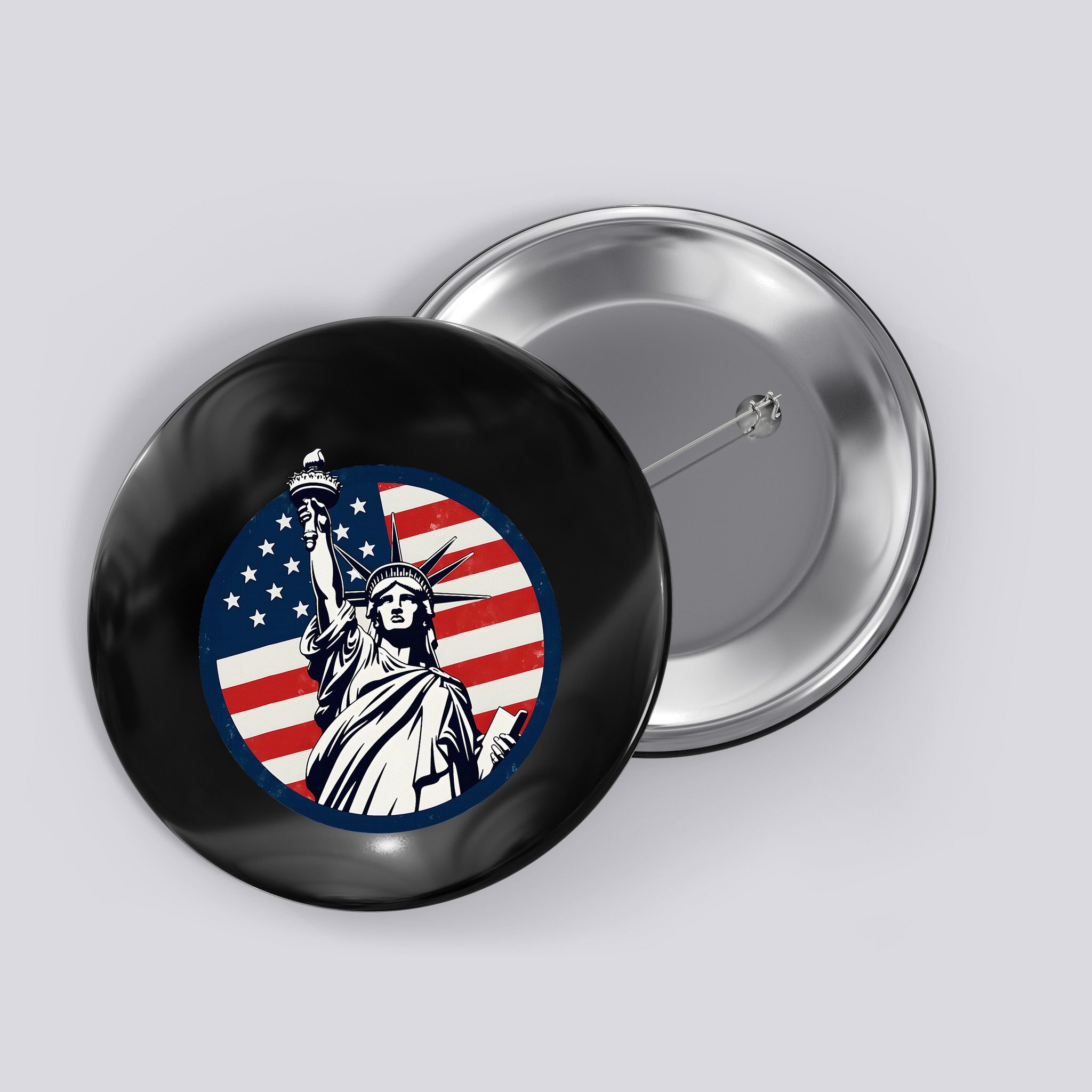 Statue Of Liberty With American Flag Fourth Of July Button