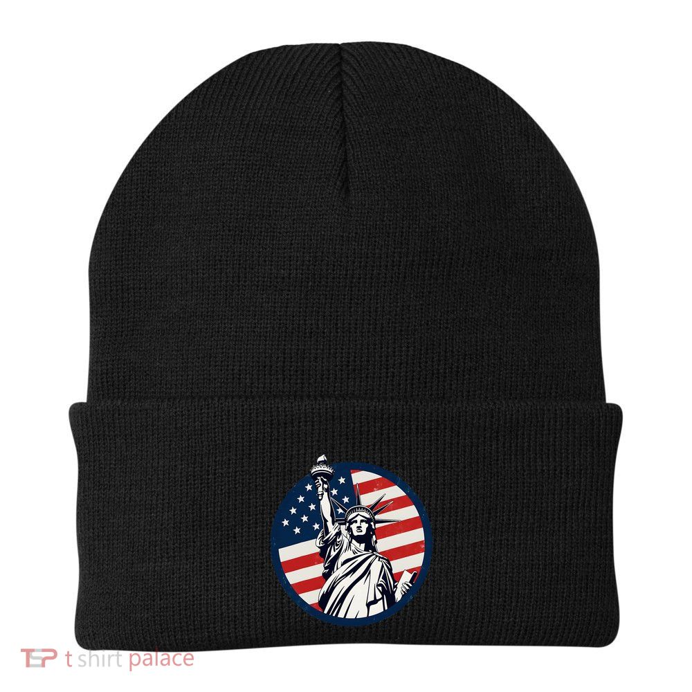 Statue Of Liberty With American Flag Fourth Of July Beanie