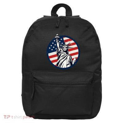 Statue Of Liberty With American Flag Fourth Of July 16 in Basic Backpack
