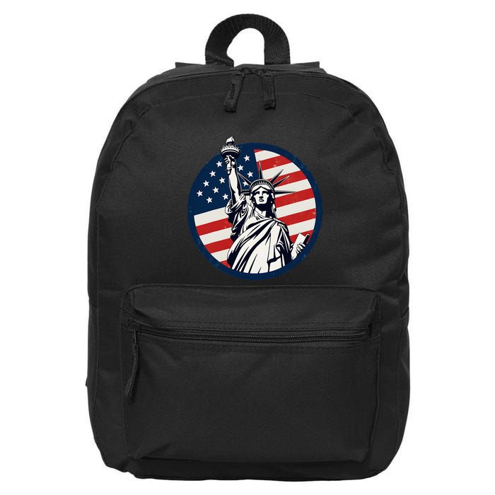 Statue Of Liberty With American Flag Fourth Of July 16 in Basic Backpack