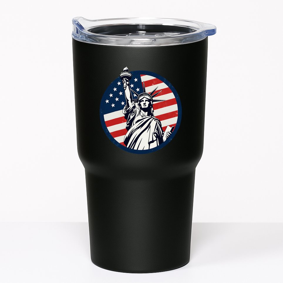 Statue Of Liberty With American Flag Fourth Of July Tumbler