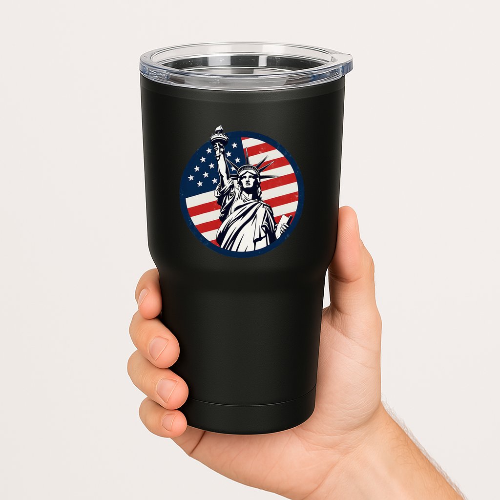 Statue Of Liberty With American Flag Fourth Of July Tumbler