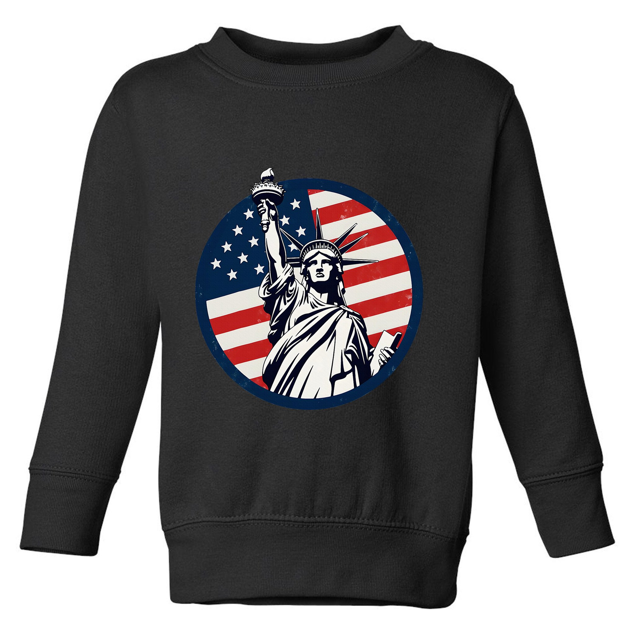 Statue Of Liberty With American Flag Fourth Of July Toddler Sweatshirt