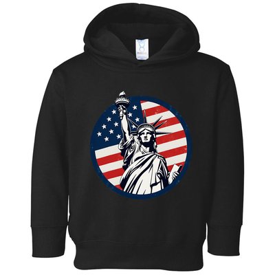 Statue Of Liberty With American Flag Fourth Of July Toddler Hoodie