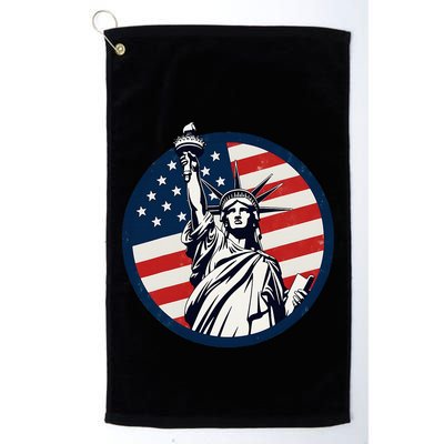 Statue Of Liberty With American Flag Fourth Of July Golf Towel
