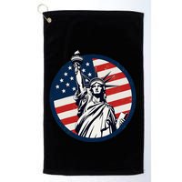 Statue Of Liberty With American Flag Fourth Of July Golf Towel