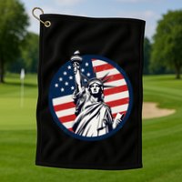 Statue Of Liberty With American Flag Fourth Of July Golf Towel