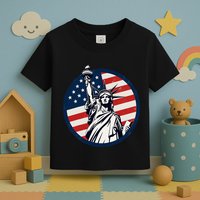 Statue Of Liberty With American Flag Fourth Of July Toddler T-Shirt