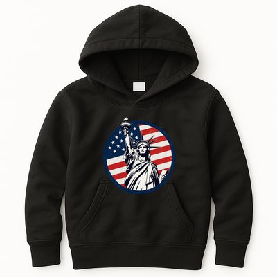 Statue Of Liberty With American Flag Fourth Of July Kids Hoodie