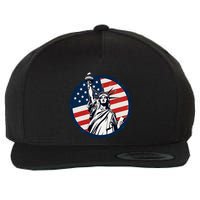 Statue Of Liberty With American Flag Fourth Of July Wool Snapback Cap