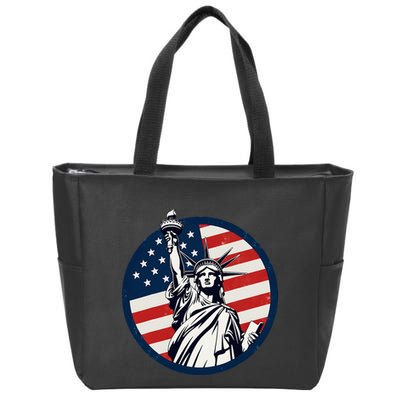 Statue Of Liberty With American Flag Fourth Of July Zip Tote Bag