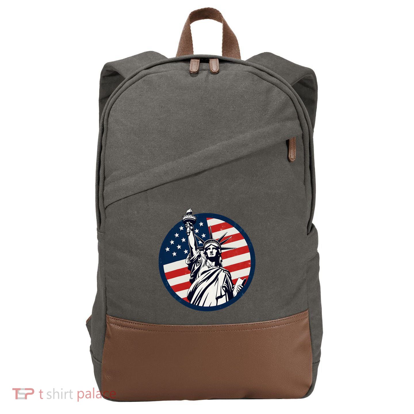 Statue Of Liberty With American Flag Fourth Of July Cotton Canvas Backpack