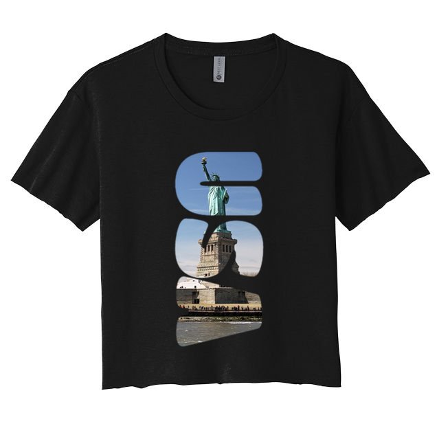 Statue Of Liberty Photograph Usa Letters Design Gift Crop Top
