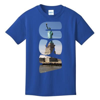 Statue Of Liberty Photograph Usa Letters Design Gift Kids T-Shirt