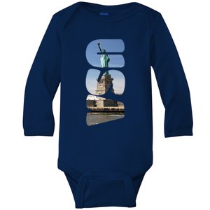 Statue Of Liberty Photograph Usa Letters Design Gift Baby Long Sleeve Bodysuit