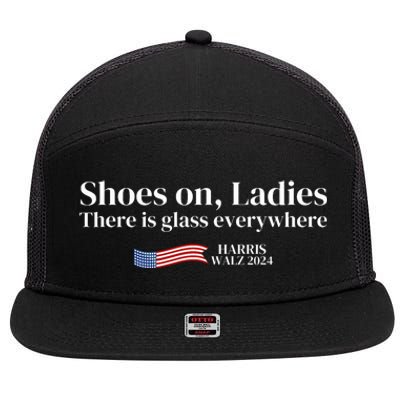 Shoes On Ladies There Is Glass Everywhere Harris Walz 2024 7 Panel Mesh Trucker Snapback Hat