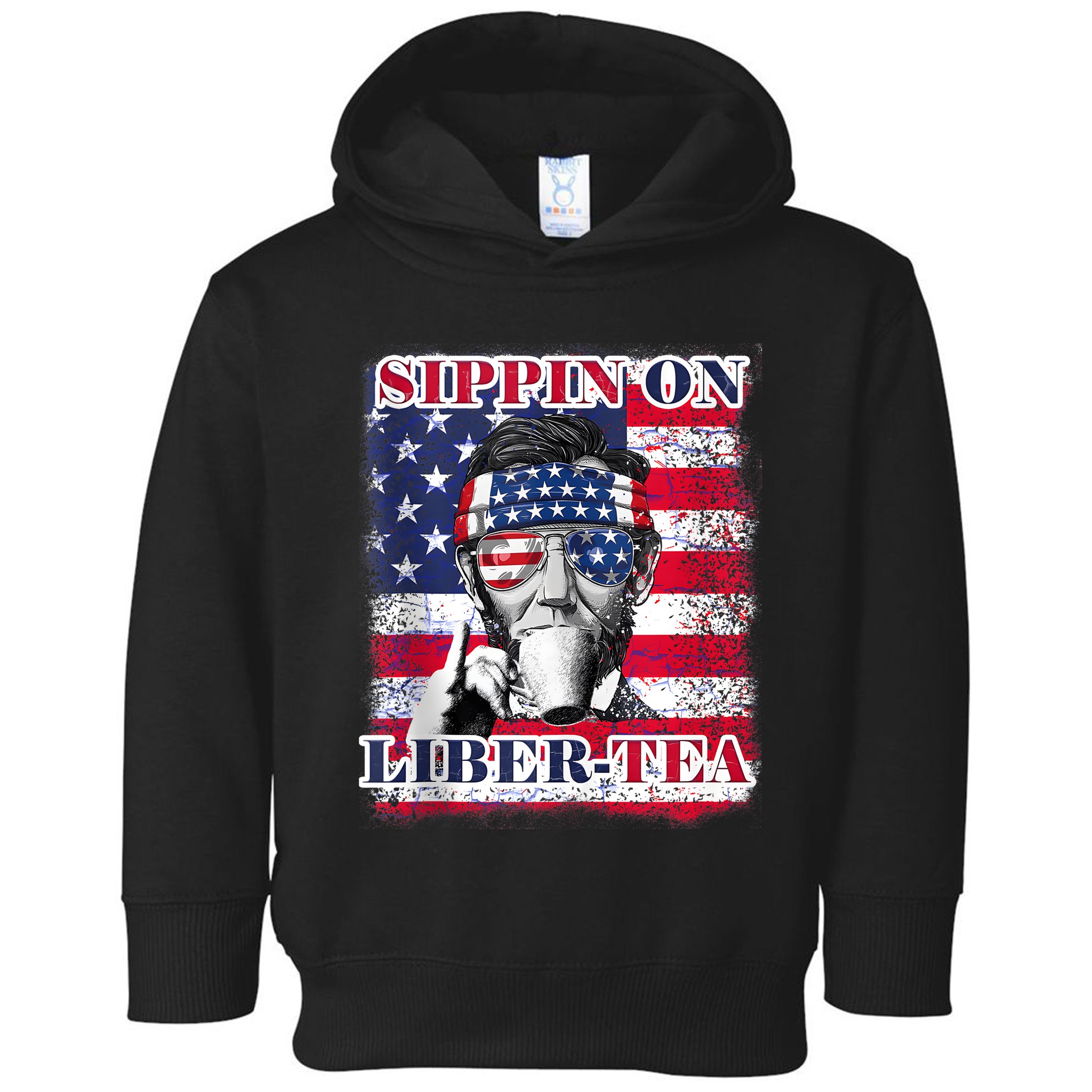 Sippin On Liberty 4th Of July Men Abraham Lincoln Flag Funny Toddler Hoodie
