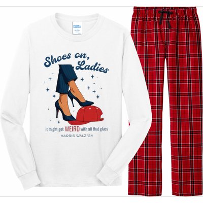 Shoes On Ladies Harris Walz 2024 Campaign Anti Trump Long Sleeve Pajama Set