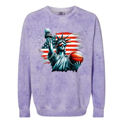 Statue Of Liberty Independence Day 4th Of July Colorblast Crewneck Sweatshirt