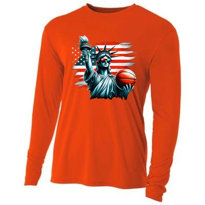 Statue Of Liberty Independence Day 4th Of July Cooling Performance Long Sleeve Crew