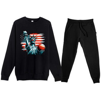 Statue Of Liberty Independence Day 4th Of July Premium Crewneck Sweatsuit Set