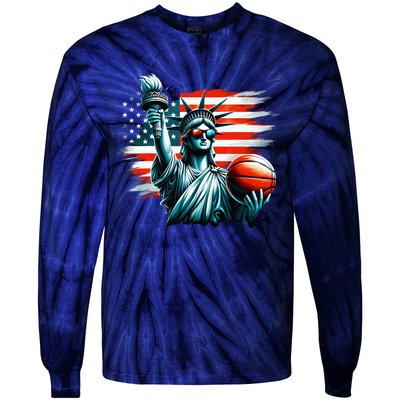 Statue Of Liberty Independence Day 4th Of July Tie-Dye Long Sleeve Shirt