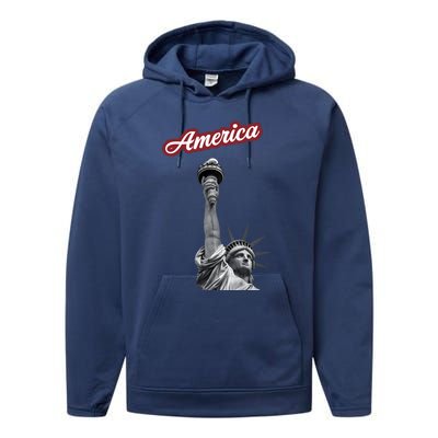 Statue Of Liberty Beer Holde Performance Fleece Hoodie