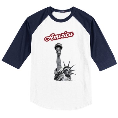 Statue Of Liberty Beer Holde Baseball Sleeve Shirt