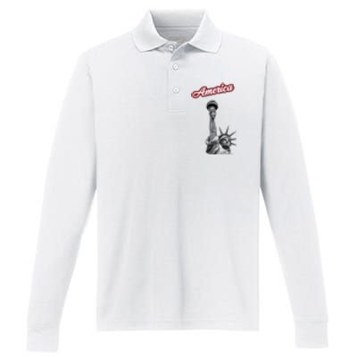 Statue Of Liberty Beer Holde Performance Long Sleeve Polo