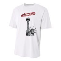 Statue Of Liberty Beer Holde Performance Sprint T-Shirt