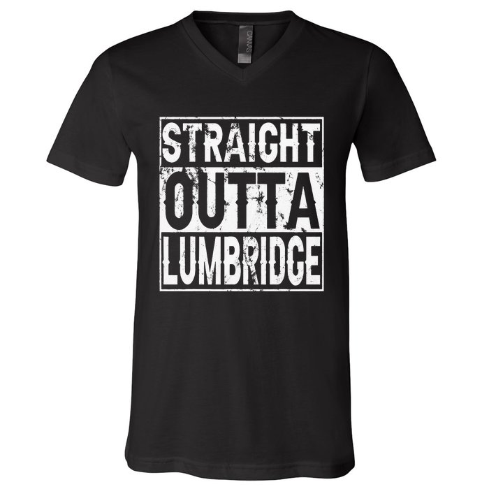 Straight Outta Lumbridge Funny Lumbridge Costume V-Neck T-Shirt