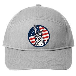 Statue Of Liberty With American Flag Fourth Of July 7-Panel Snapback Hat