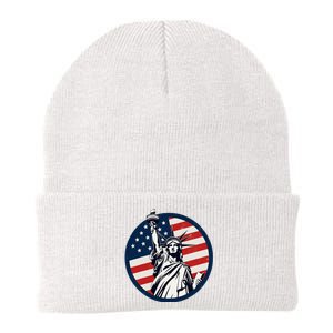 Statue Of Liberty With American Flag Fourth Of July Knit Cap Winter Beanie