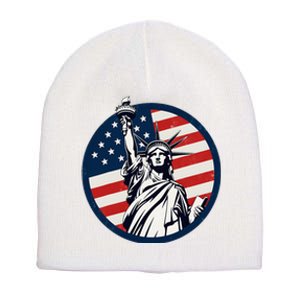 Statue Of Liberty With American Flag Fourth Of July Short Acrylic Beanie