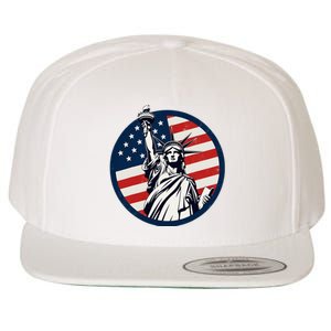 Statue Of Liberty With American Flag Fourth Of July Wool Snapback Cap