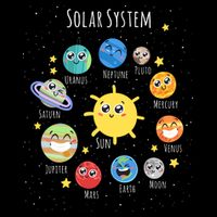 Solar System Children's Illustration Button