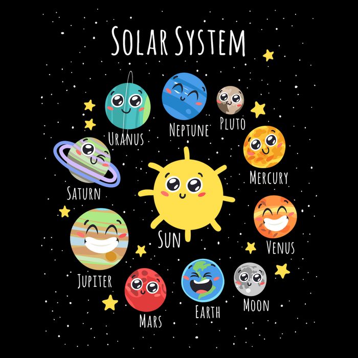 Solar System Children's Illustration Button