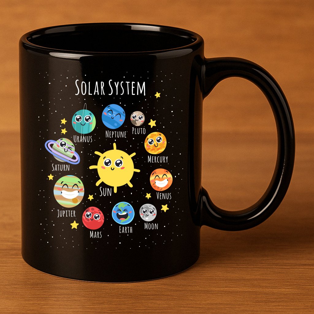 Solar System Children's Illustration 11oz C Handle Ceramic Mug