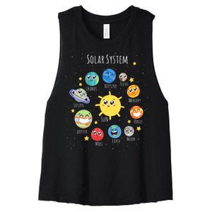 Solar System Children's Illustration Women's Racerback Cropped Tank