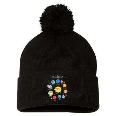 Solar System Children's Illustration Pom Pom 12in Knit Beanie