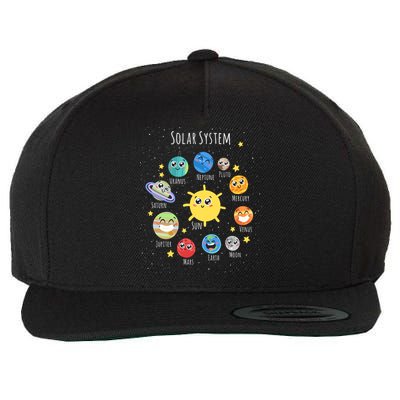 Solar System Children's Illustration Wool Snapback Cap