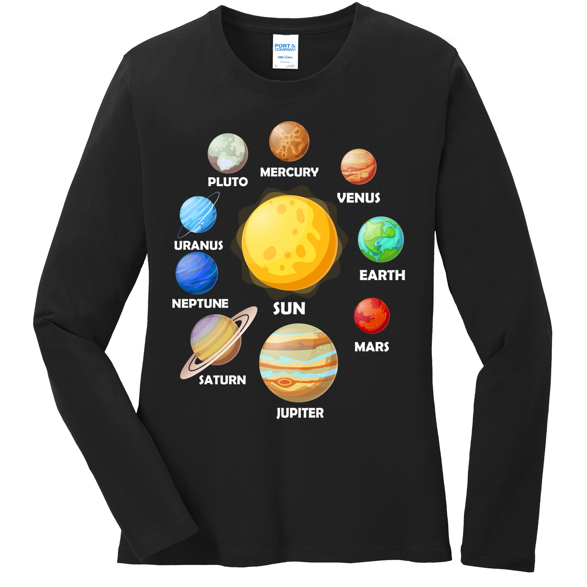 Solar System Planets Ladies Long Sleeve Shirt