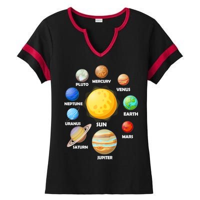 Solar System Planets Sun Mars Ladies Halftime Notch Neck Tee