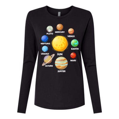 Solar System Planets Sun Mars Womens Cotton Relaxed Long Sleeve T-Shirt