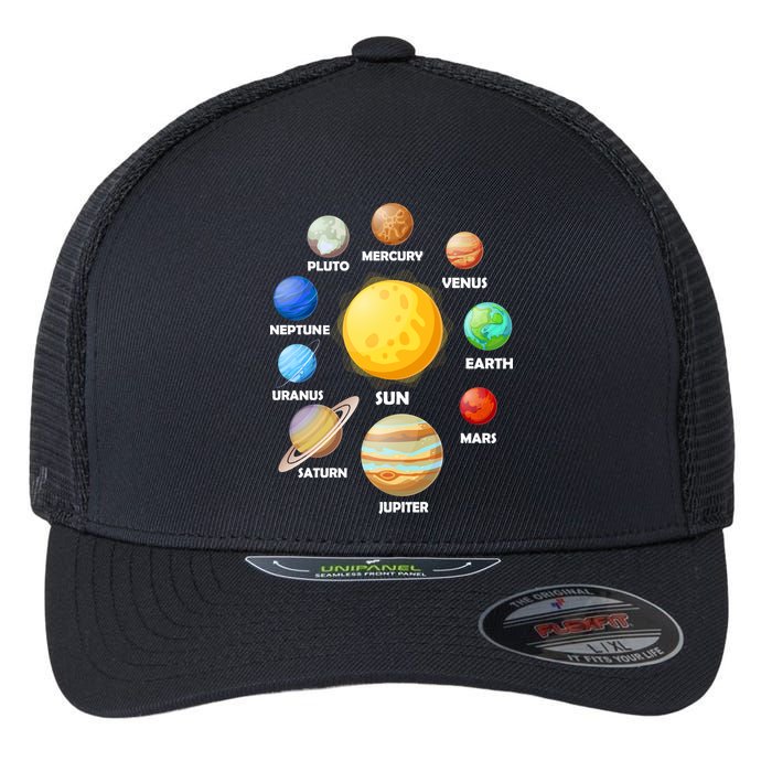 Solar System Planets Sun Mars Flexfit Unipanel Trucker Cap