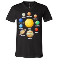 Solar System Planets Sun Mars V-Neck T-Shirt