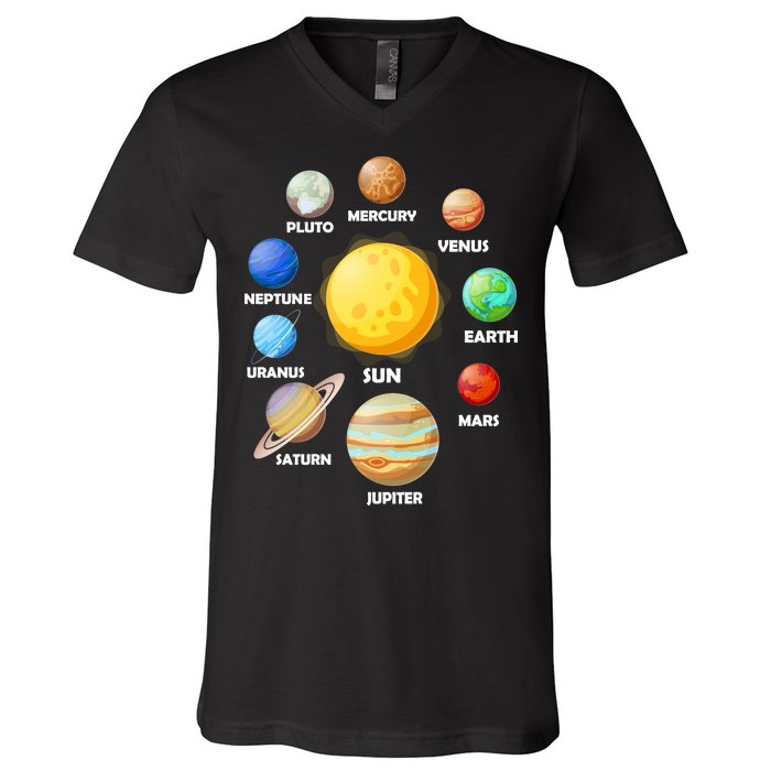 Solar System Planets Sun Mars V-Neck T-Shirt